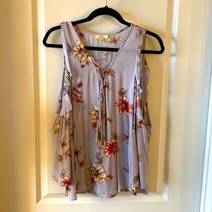 Kori purple floral off the shoulder blouse size S